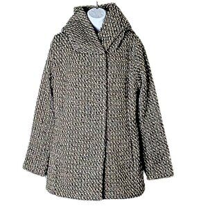 VTG Y2K Mossimo Womens Herringbone Peacoat Size L Old Money Career Hooded Warm